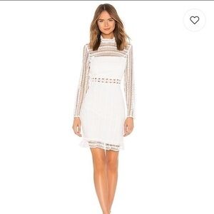 BARDOT Vivian Splice High-Neck long sleeve Lace Dress Ivory size 4 (XS)